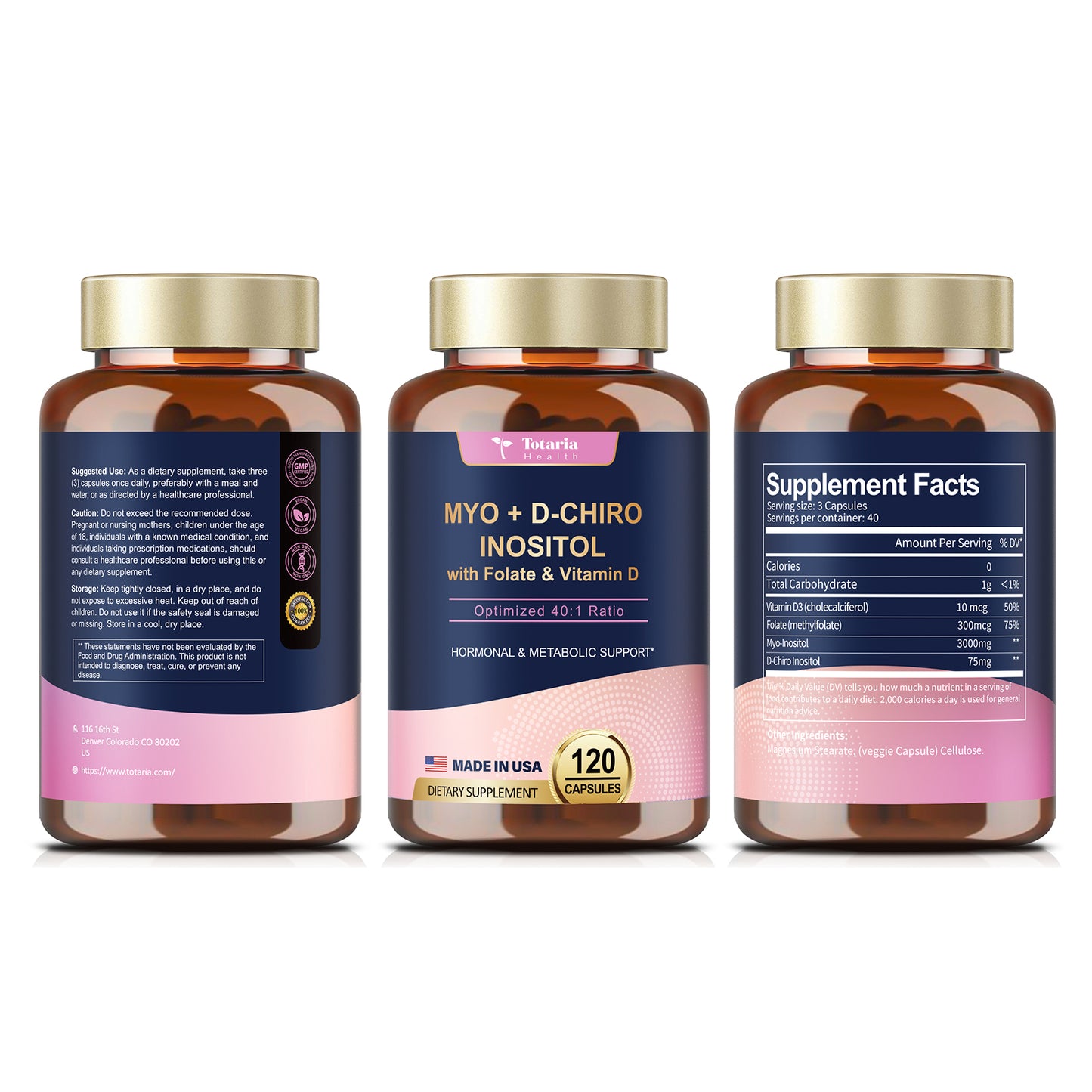 Inositol 40:1 (Myo & D-Chiro) for Women with D3 & Folate