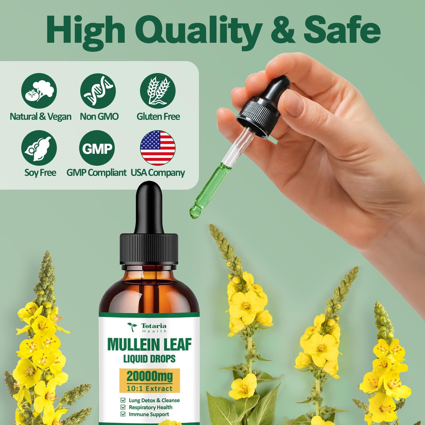 Mullein Drops for Lungs 20000mg – Respiratory & Immune (60ml)