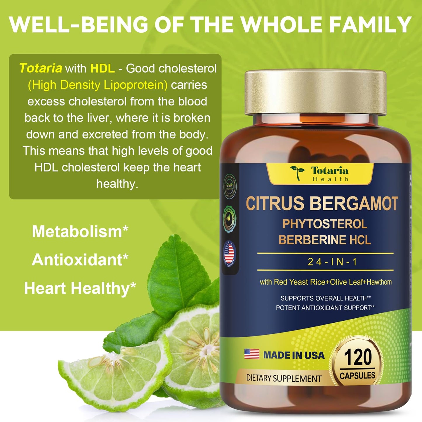 Organic Citrus Bergamot 1566mg 25:1 for Healthy Cholesterol