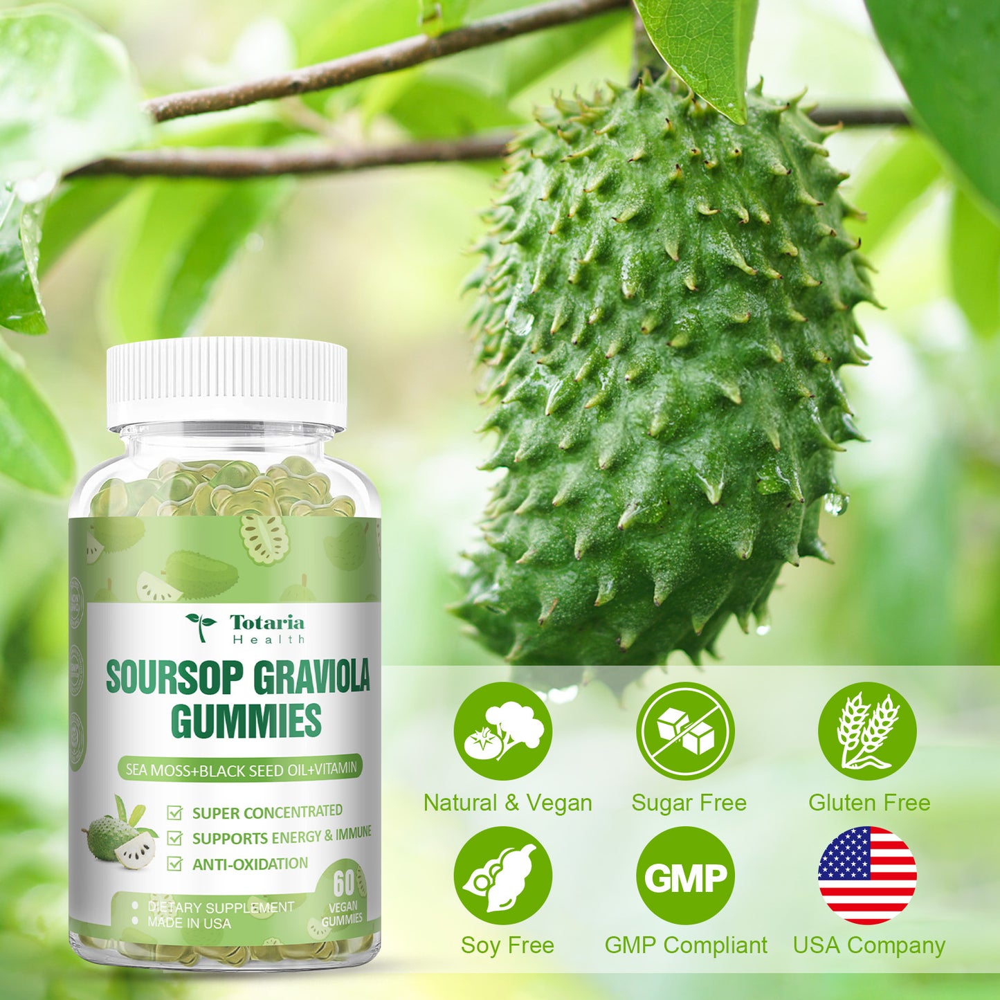 Soursop & Sea Moss Gummies 5000mg with Black Seed Oil