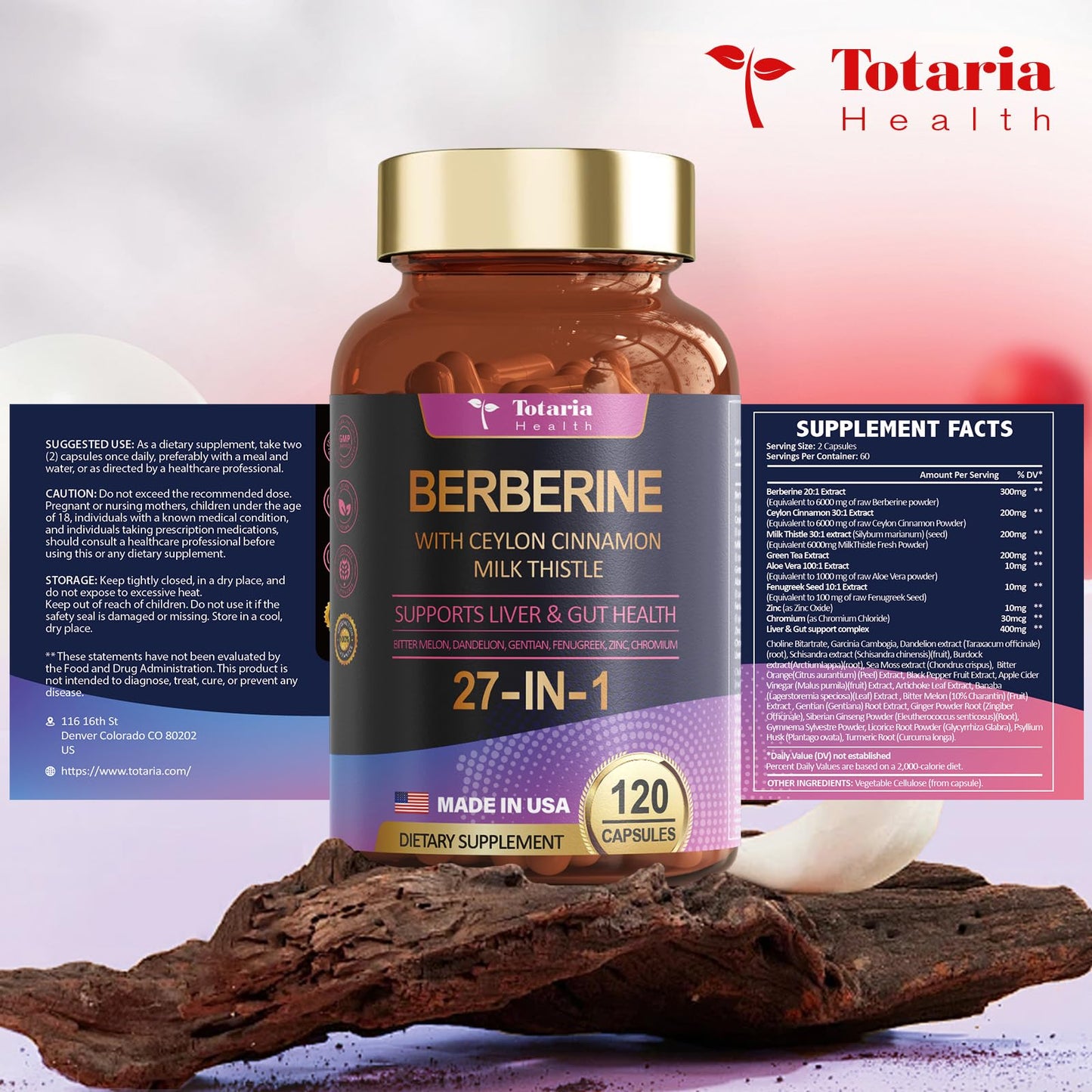 27-in-1 Berberine 6000mg with Ceylon Cinnamon & Milk Thistle