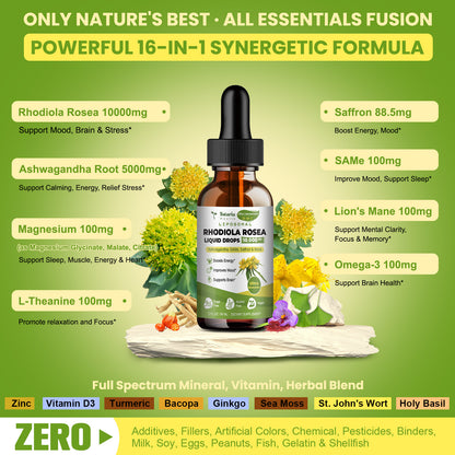 Liposomal Rhodiola Rosea Drops with Ashwagandha & Saffron