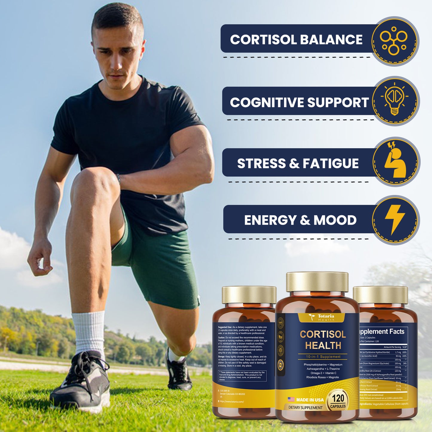 Cortisol Support Capsules with Ashwagandha, Rhodiola & L-Theanine