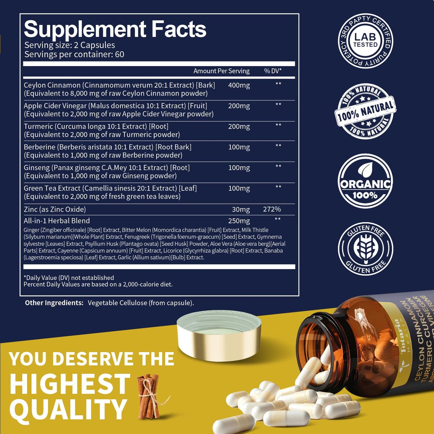 18-in-1 Ceylon Cinnamon 8000mg with ACV, Turmeric & Berberine
