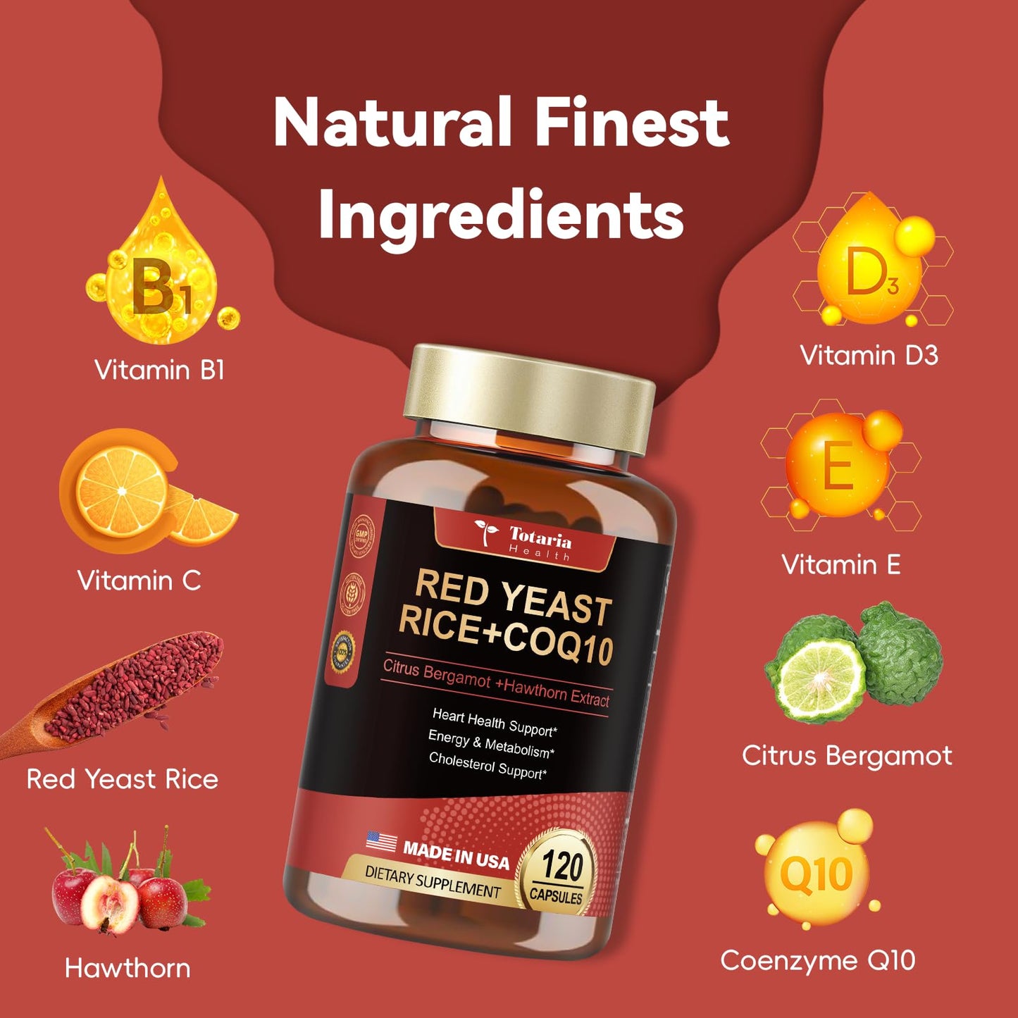Red Yeast Rice 2000mg with CoQ10 & Citrus Bergamot