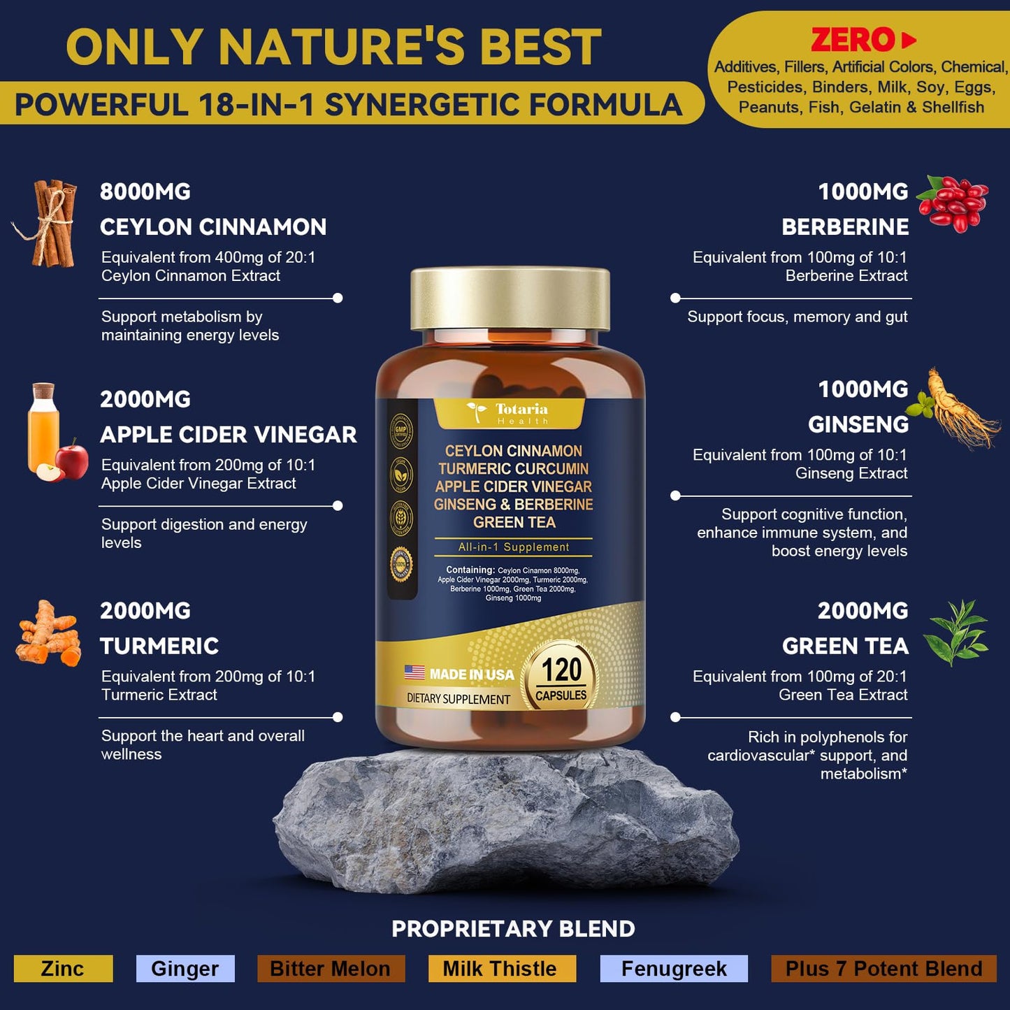 18-in-1 Ceylon Cinnamon 8000mg with ACV, Turmeric & Berberine