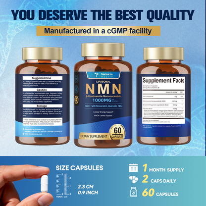 Liposomal NMN 1000mg – 14-in-1 with Resveratrol & CoQ10