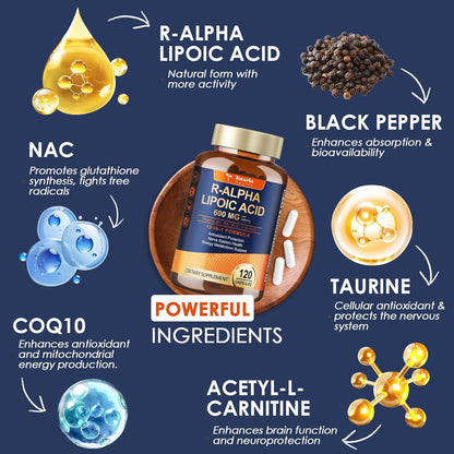 R-Alpha Lipoic Acid 600mg (ALA) – Antioxidant & Nerve Support