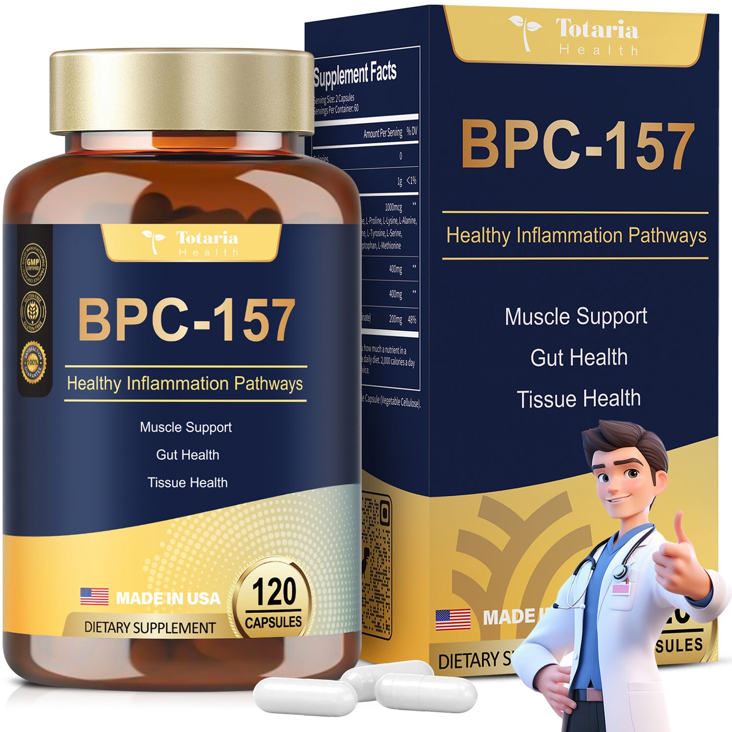 BPC-157 Capsules for Muscle & Recovery (120 ct)