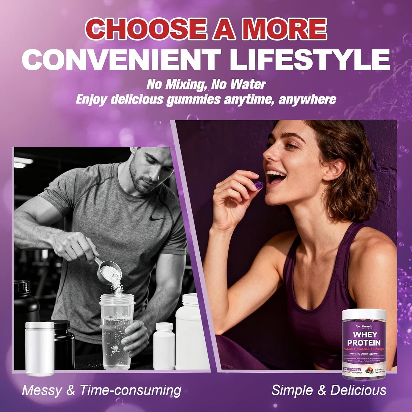 3-in-1 Whey Protein Gummies with Creatine & Collagen (Berry)