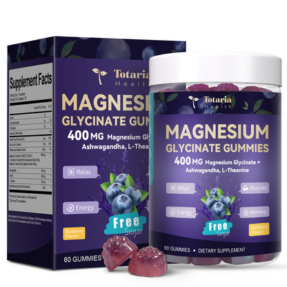 Magnesium Glycinate Gummies 400mg with Ashwagandha (Blueberry)