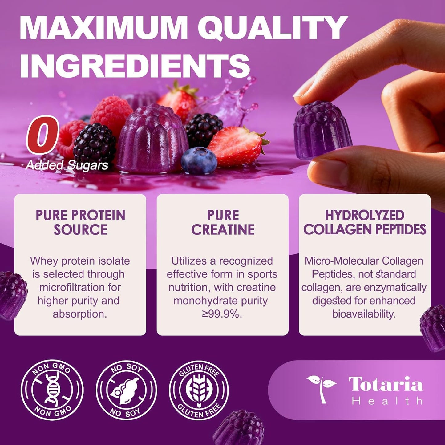 3-in-1 Whey Protein Gummies with Creatine & Collagen (Berry)
