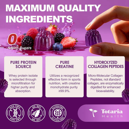 3-in-1 Whey Protein Gummies with Creatine & Collagen (Berry)