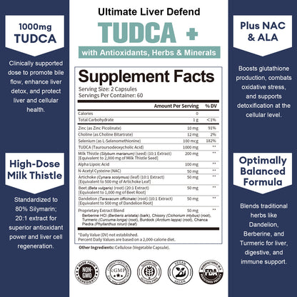 15-in-1 TUDCA Liver Supplement 1000mg with Milk Thistle & NAC