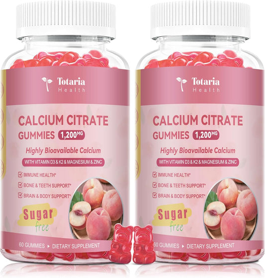 Calcium Citrate Gummies 1200mg with D3, K2 & Magnesium (2-Pack)