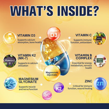 9-in-1 Magnesium Glycinate 500mg + Vitamin D3 & K2