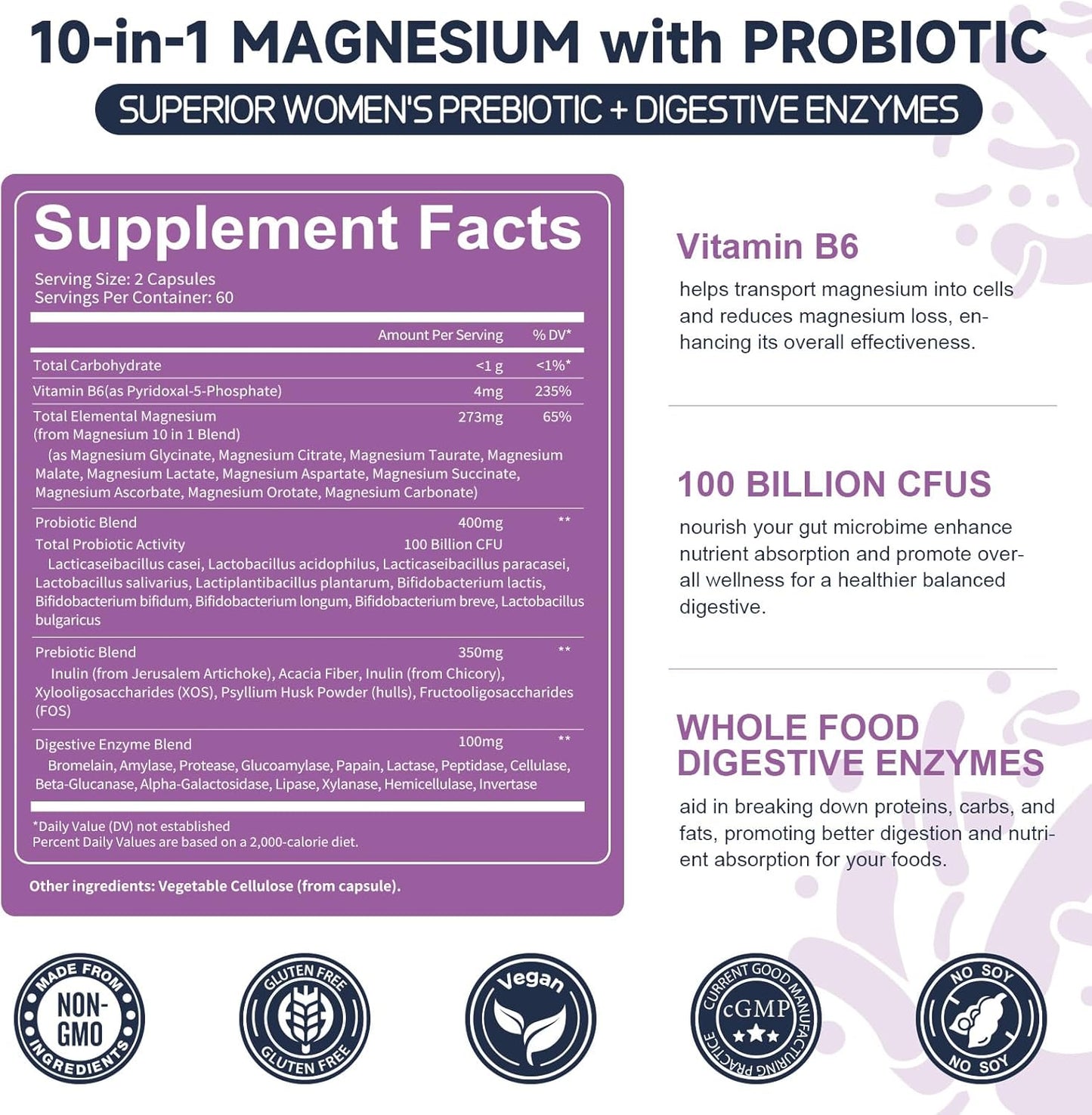 10-in-1 Magnesium Complex with Probiotics & Digestive Enzymes