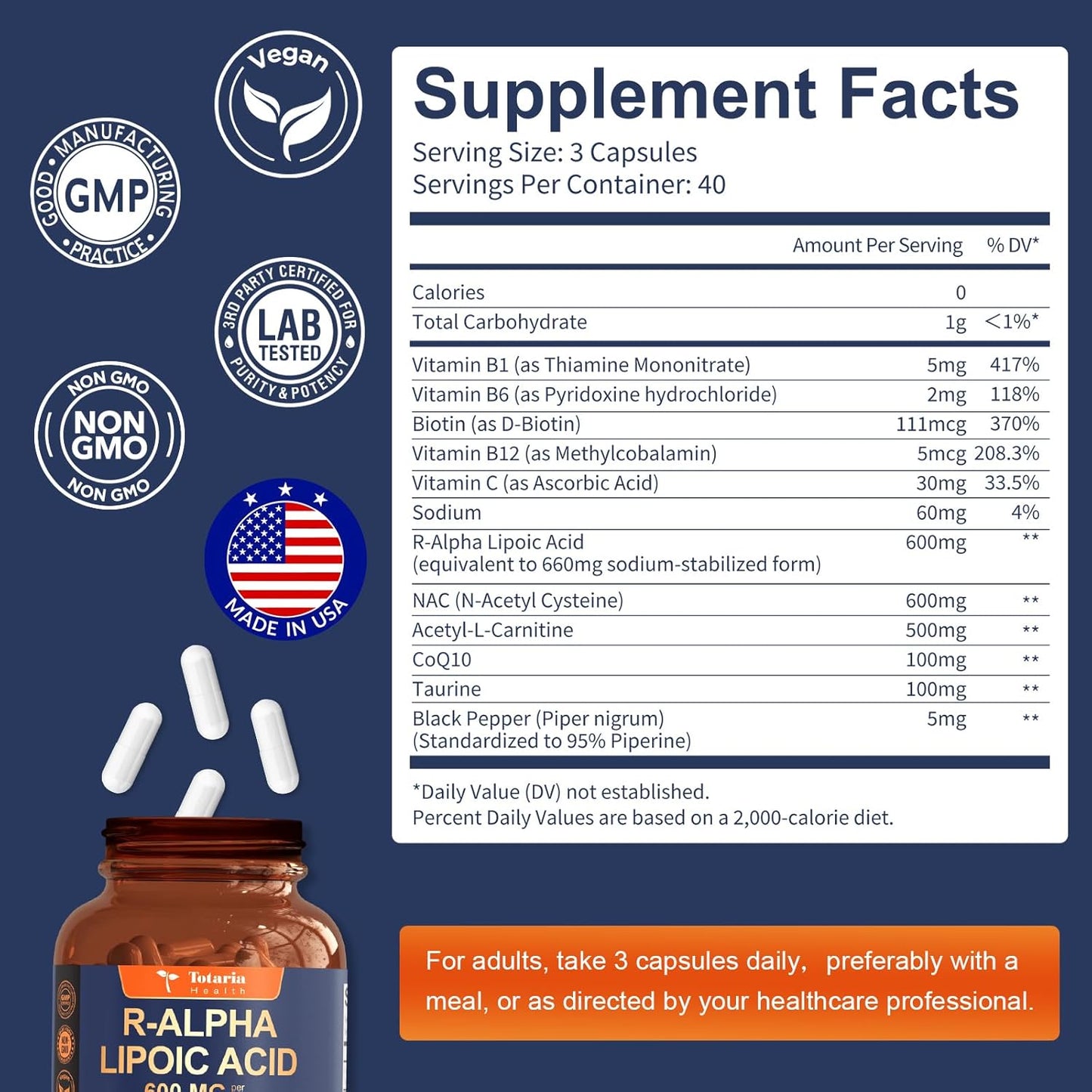 R-Alpha Lipoic Acid 600mg (ALA) – Antioxidant & Nerve Support