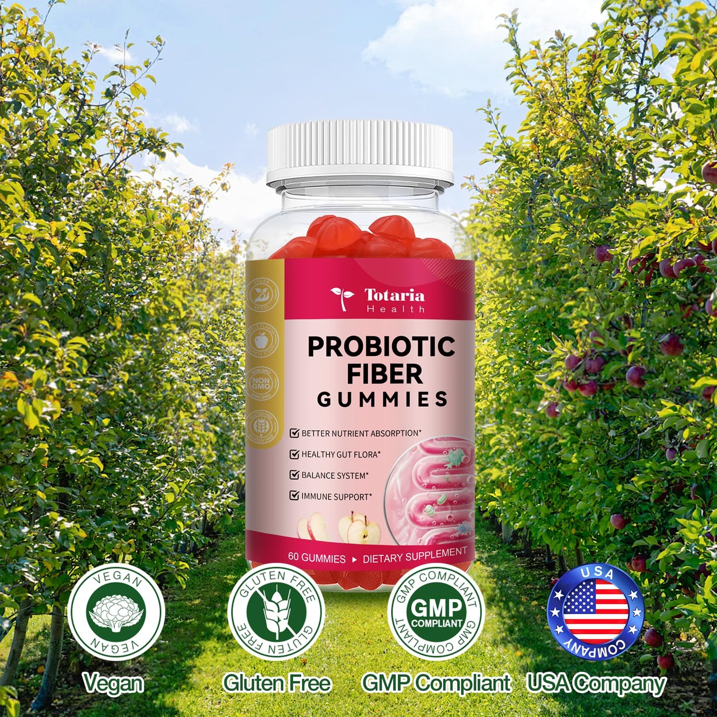 9-in-1 Probiotic Fiber Gummies 16g – Psyllium & ACV (Adults & Teens)