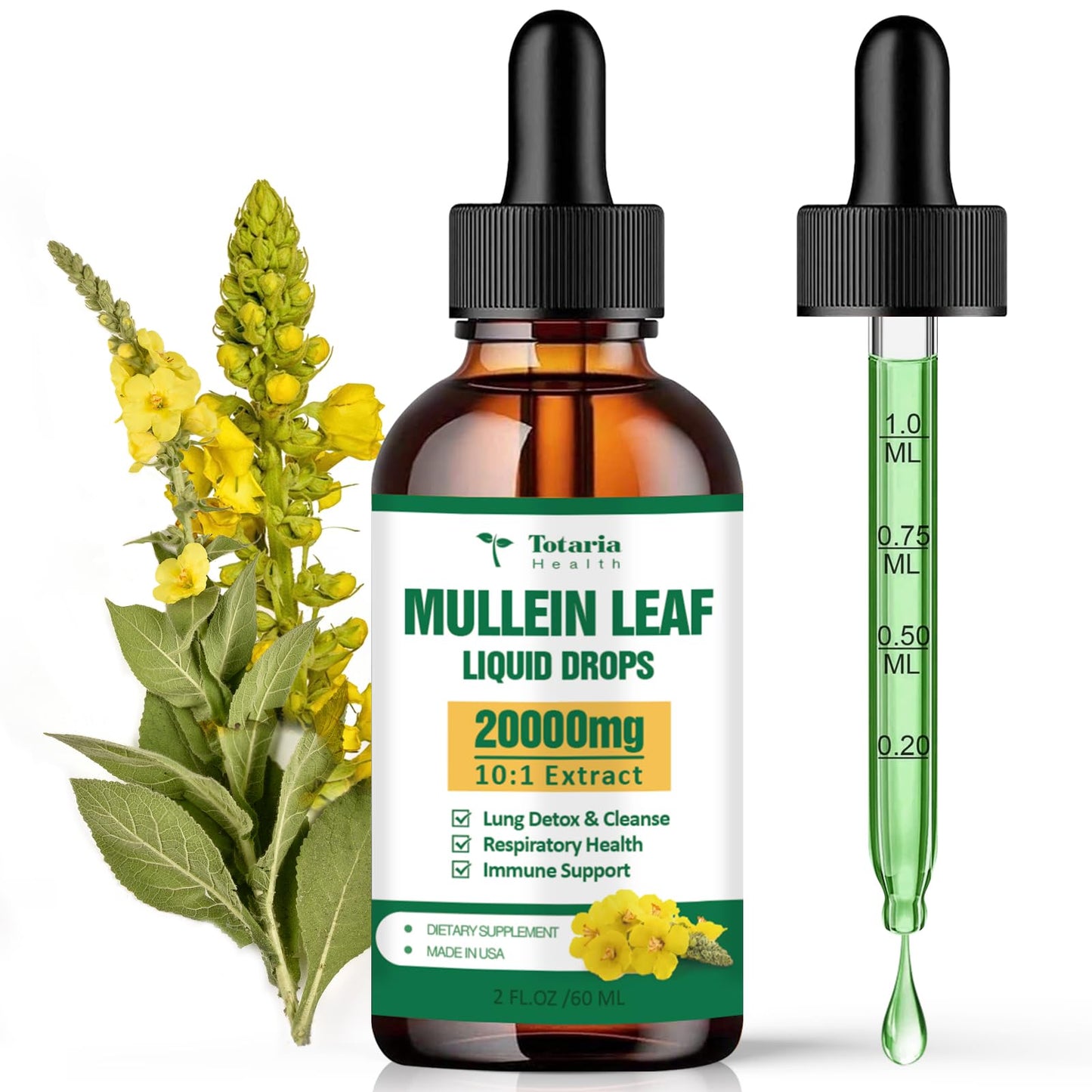 Mullein Drops for Lungs 20000mg – Respiratory & Immune (60ml)