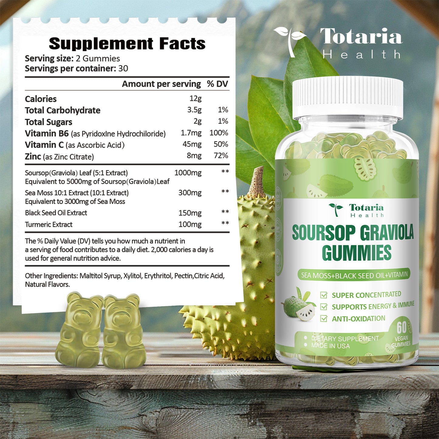 Soursop & Sea Moss Gummies 5000mg with Black Seed Oil