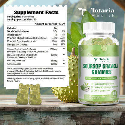 Soursop & Sea Moss Gummies 5000mg with Black Seed Oil