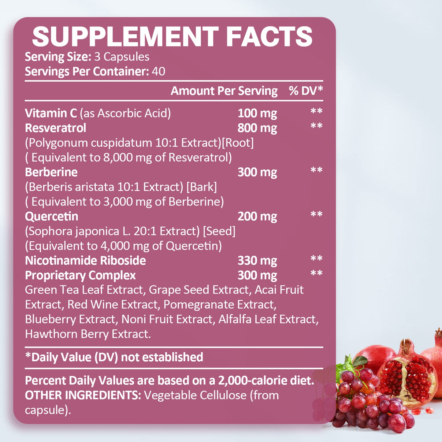 Resveratrol 8000mg with Berberine, Quercetin & Green Tea