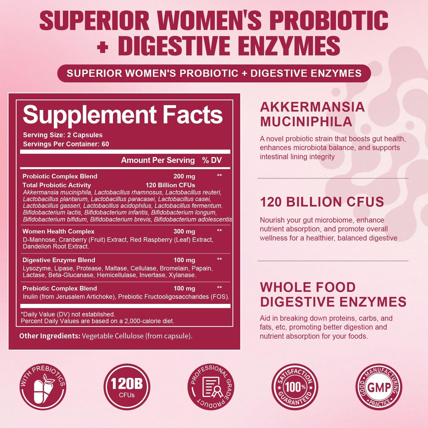 Probiotics for Women 120 Billion CFU with Cranberry & D-Mannose