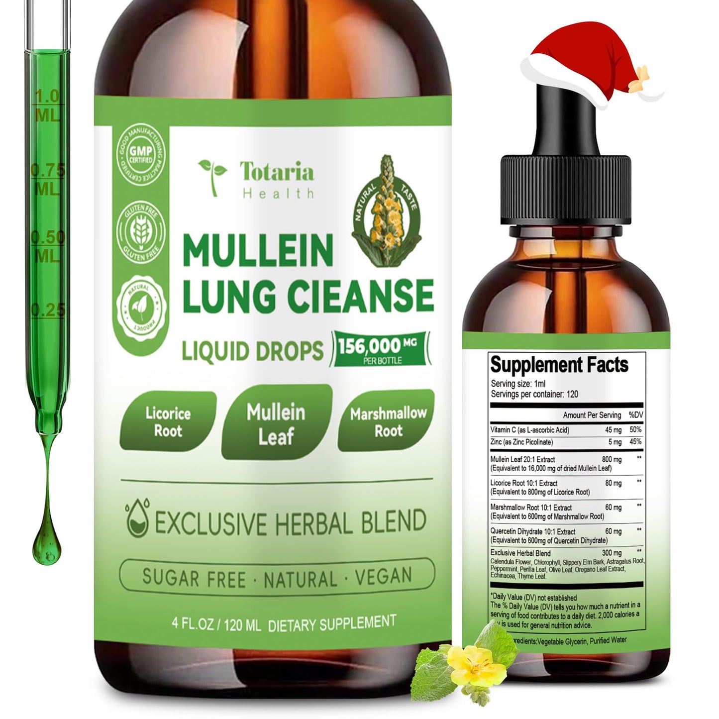 16-in-1 Mullein Drops for Lungs with Licorice & Marshmallow Root