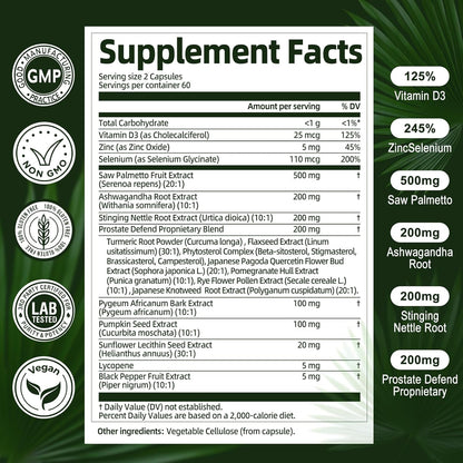 Organic Saw Palmetto for Prostate with Nettle & Pumpkin Seed