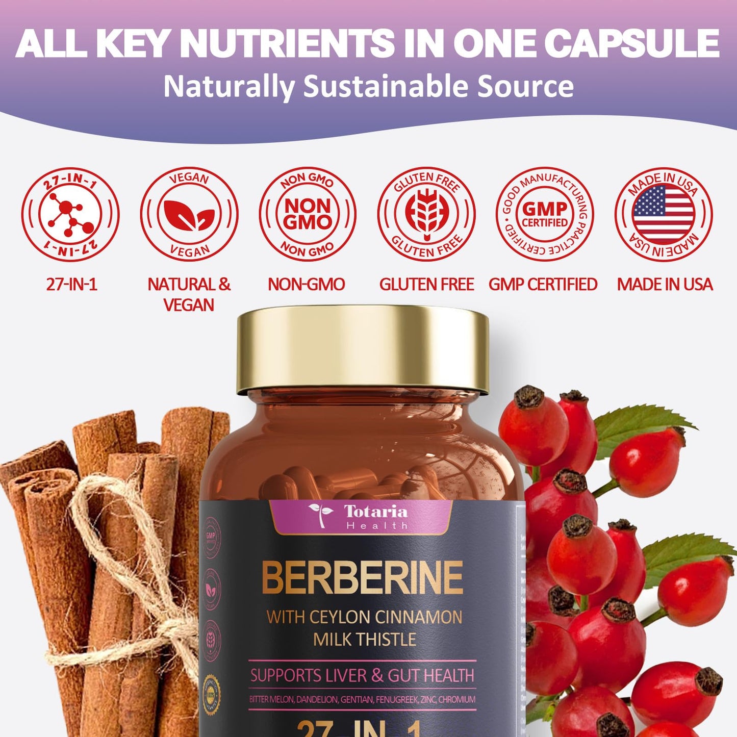 27-in-1 Berberine 6000mg with Ceylon Cinnamon & Milk Thistle