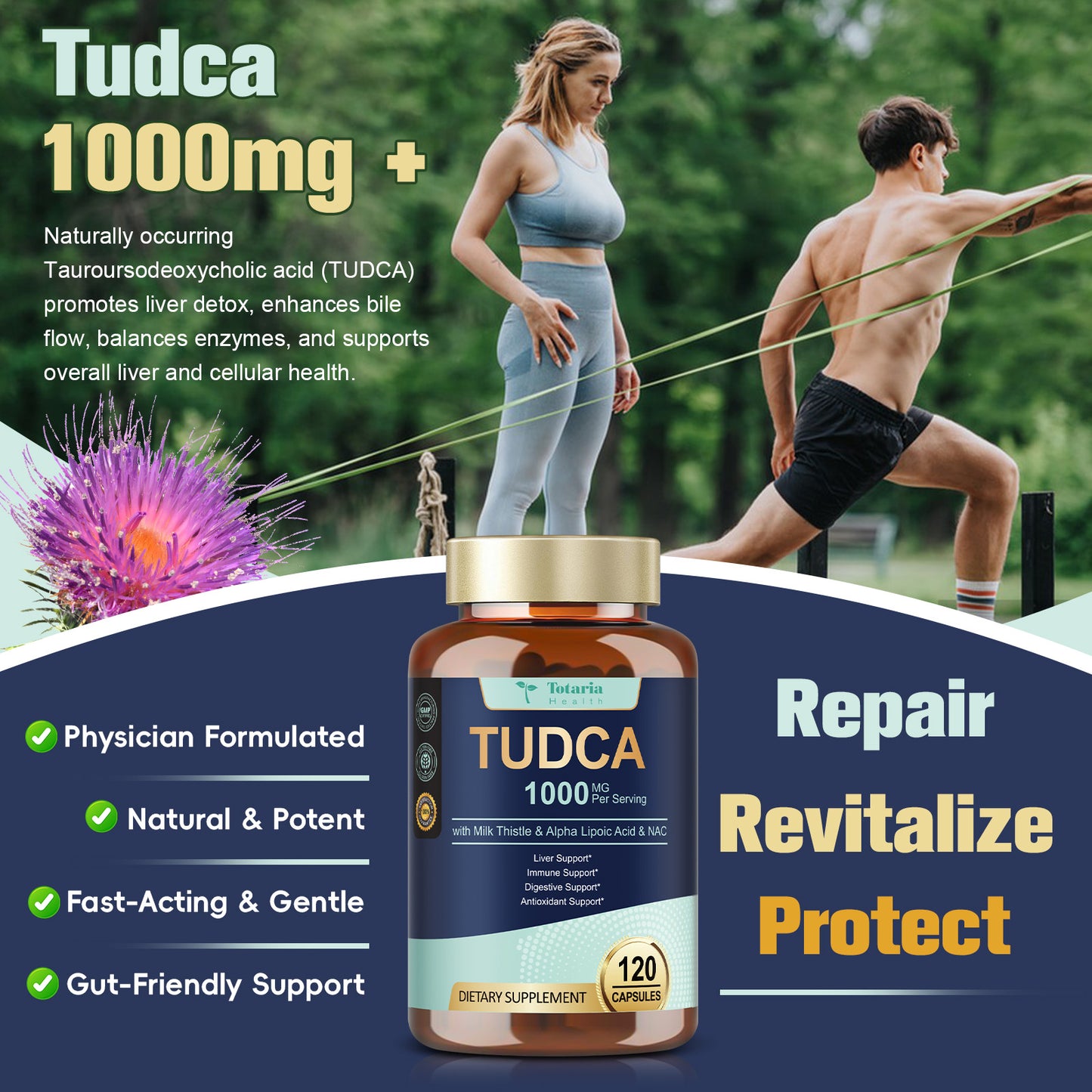 15-in-1 TUDCA Liver Supplement 1000mg with Milk Thistle & NAC