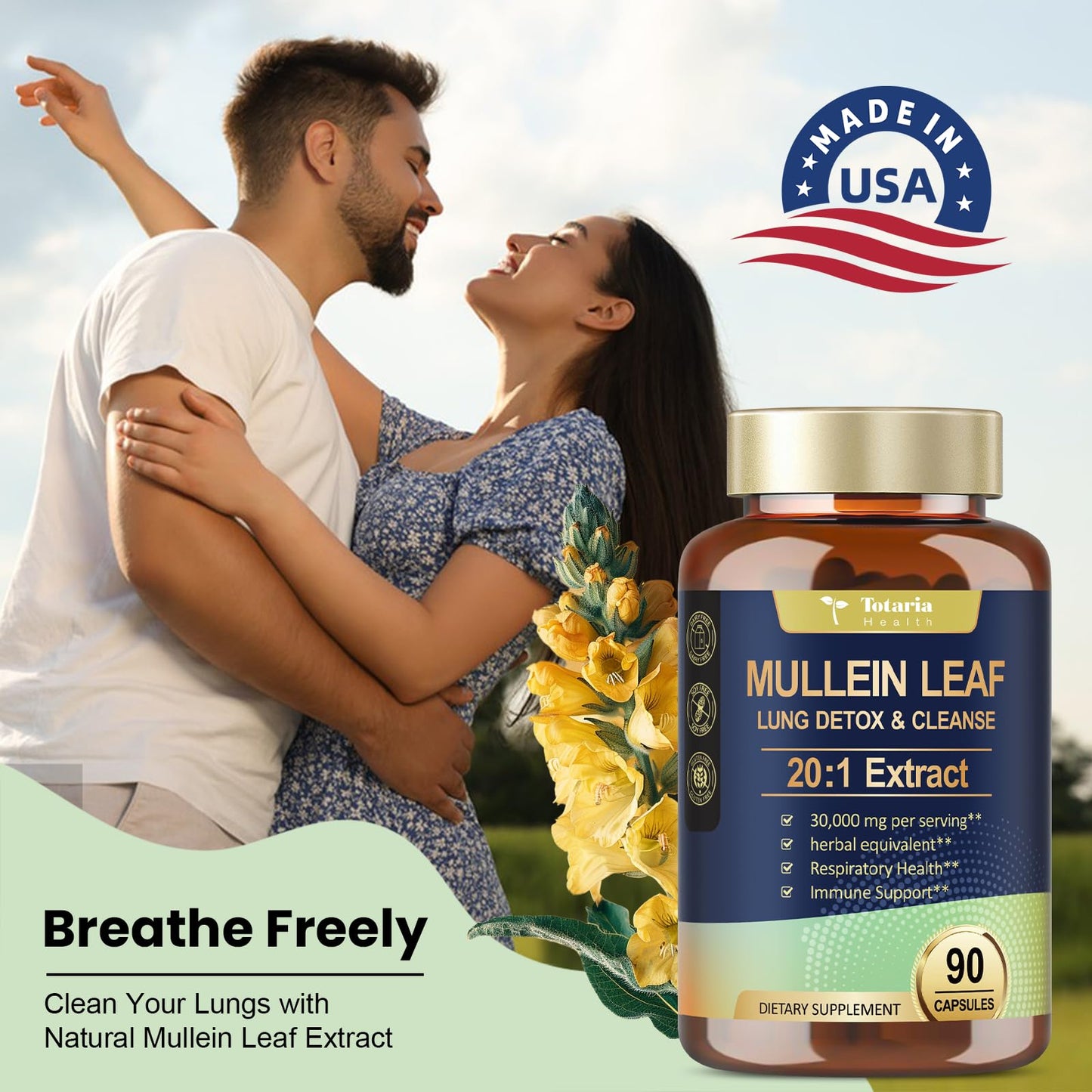Mullein Leaf Extract 30000mg with Calendula – Lung Support (Caps)