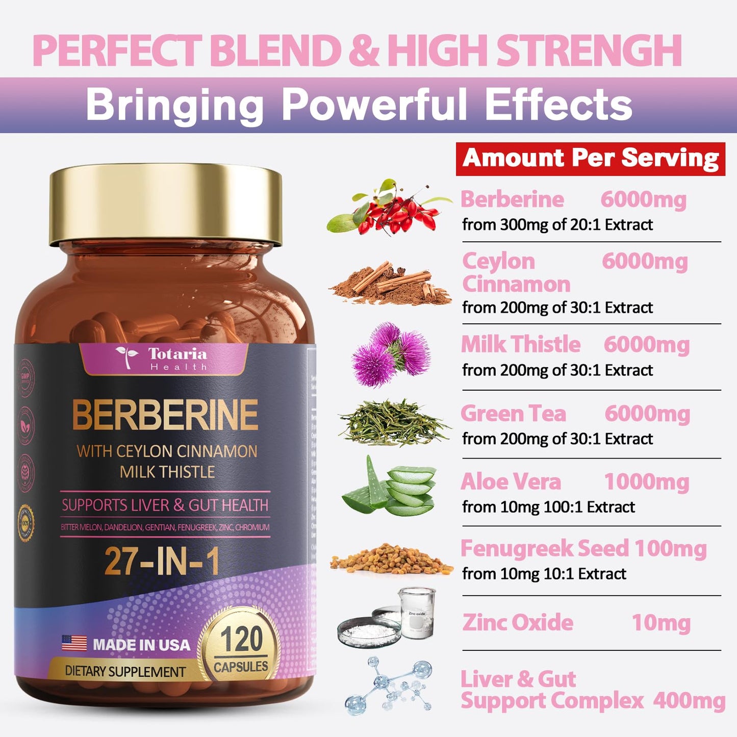 27-in-1 Berberine 6000mg with Ceylon Cinnamon & Milk Thistle