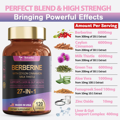 27-in-1 Berberine 6000mg with Ceylon Cinnamon & Milk Thistle