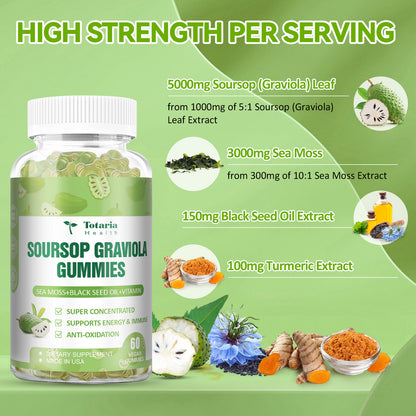 Soursop & Sea Moss Gummies 5000mg with Black Seed Oil