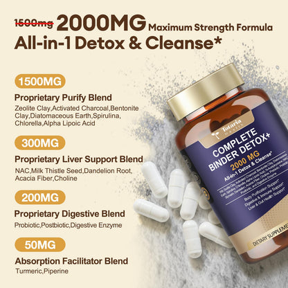 Complete Binder Detox 2000mg – Charcoal, Zeolite & Bentonite