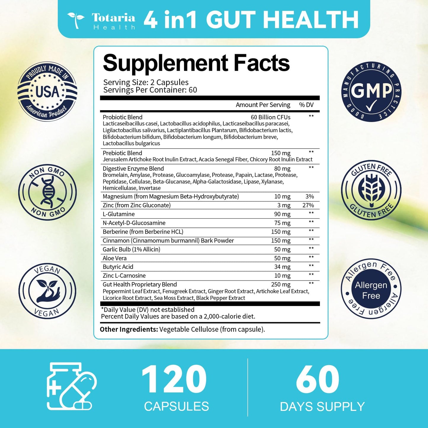 4-in-1 Gut Health with Probiotics, Prebiotics & Enzymes