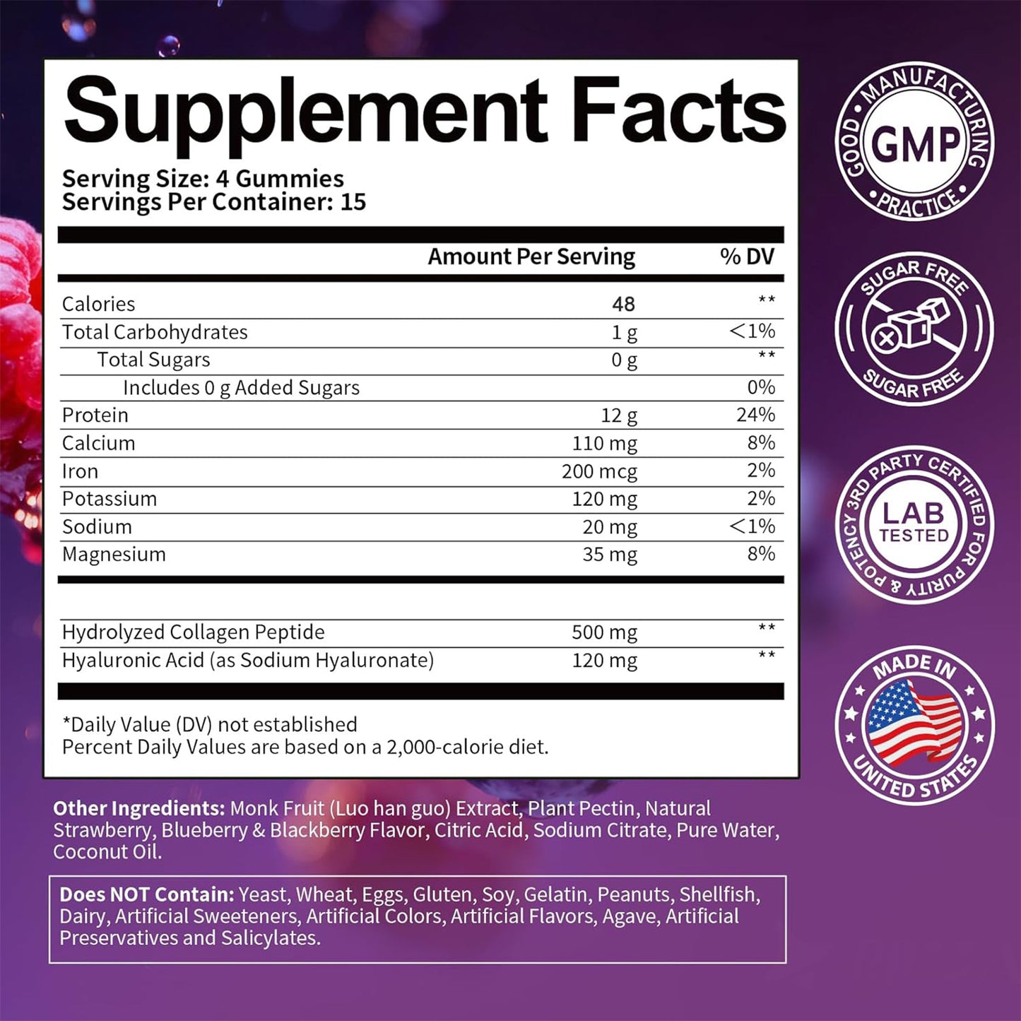 3-in-1 Whey Protein Gummies with Creatine & Collagen (Berry)