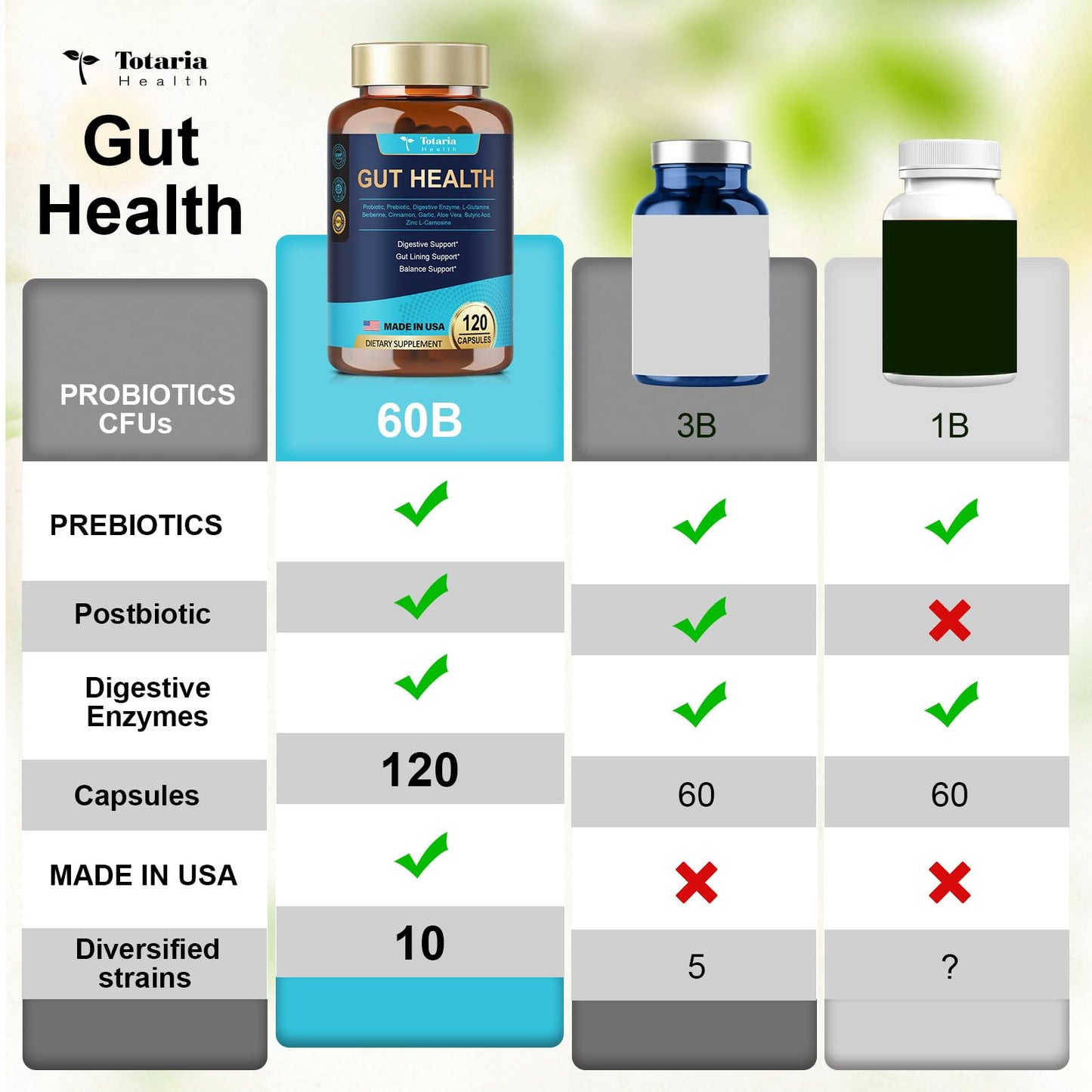 4-in-1 Gut Health with Probiotics, Prebiotics & Enzymes