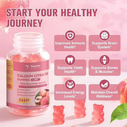 Calcium Citrate Gummies 1200mg with D3, K2 & Magnesium (2-Pack)