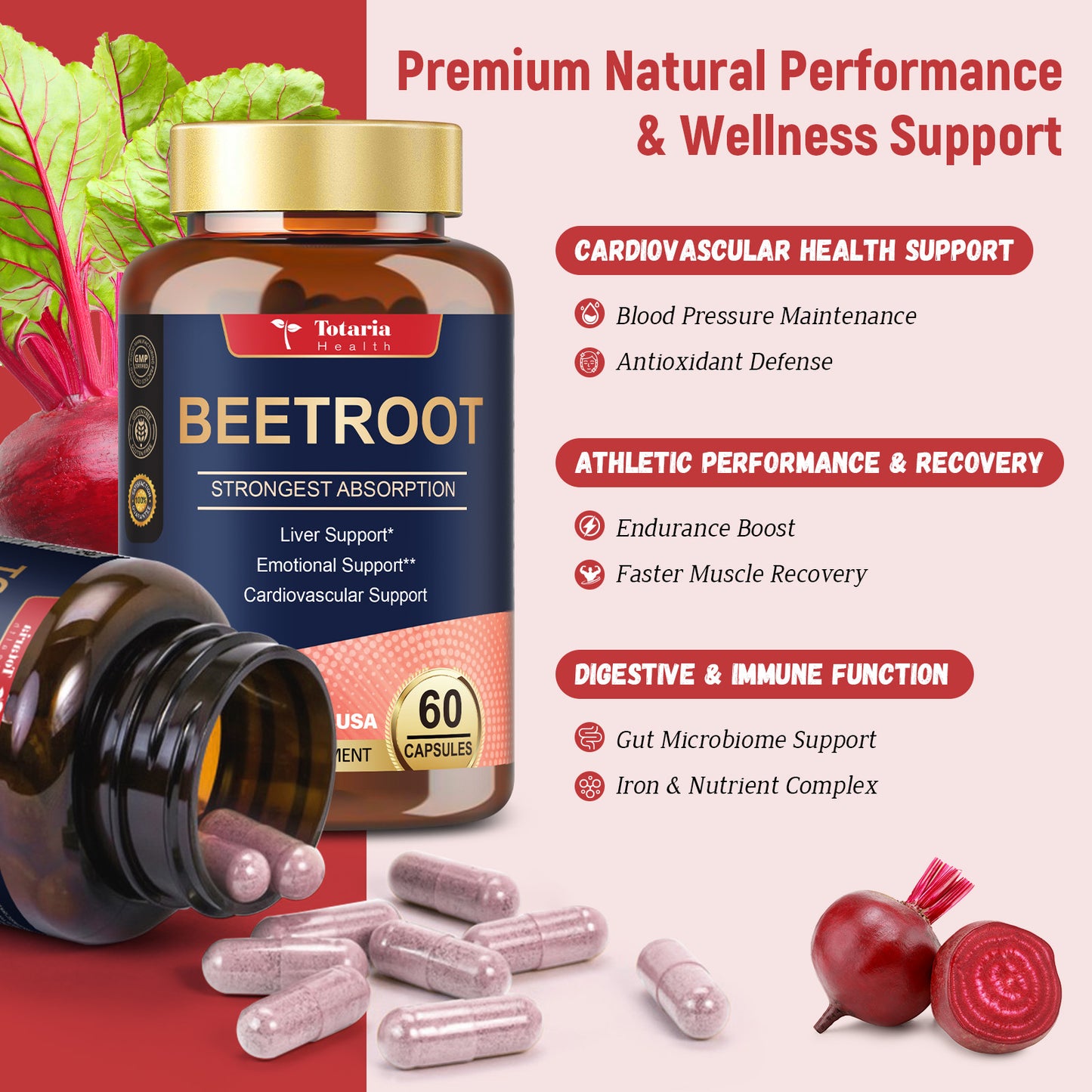 Organic Beet Root 1300mg – Energy, Heart & Liver Support
