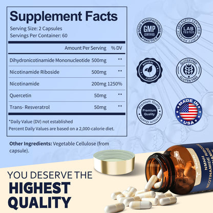 NMNH Supplement with Niacinamide, Quercetin & Resveratrol