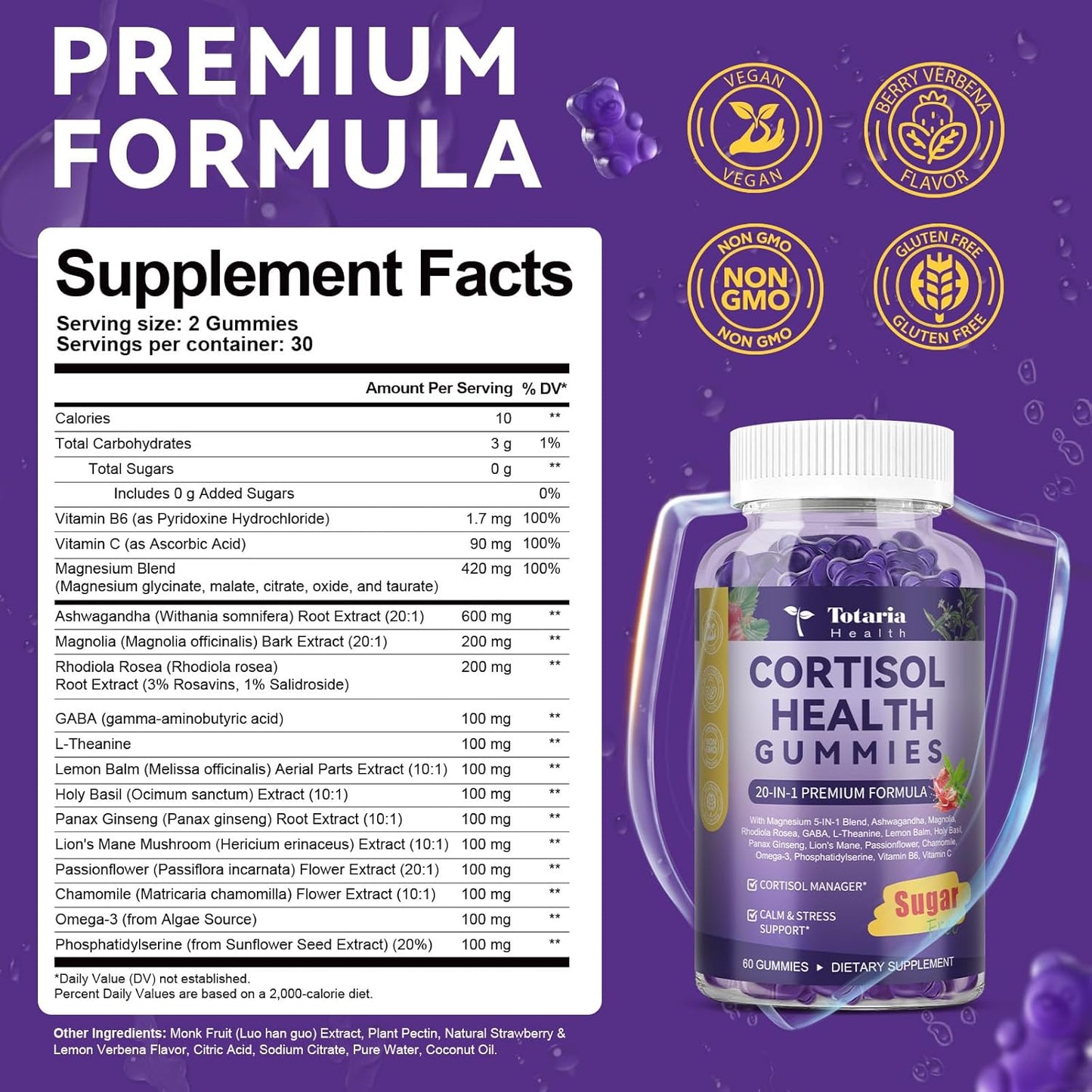 20-in-1 Cortisol Gummies with Ashwagandha & Rhodiola