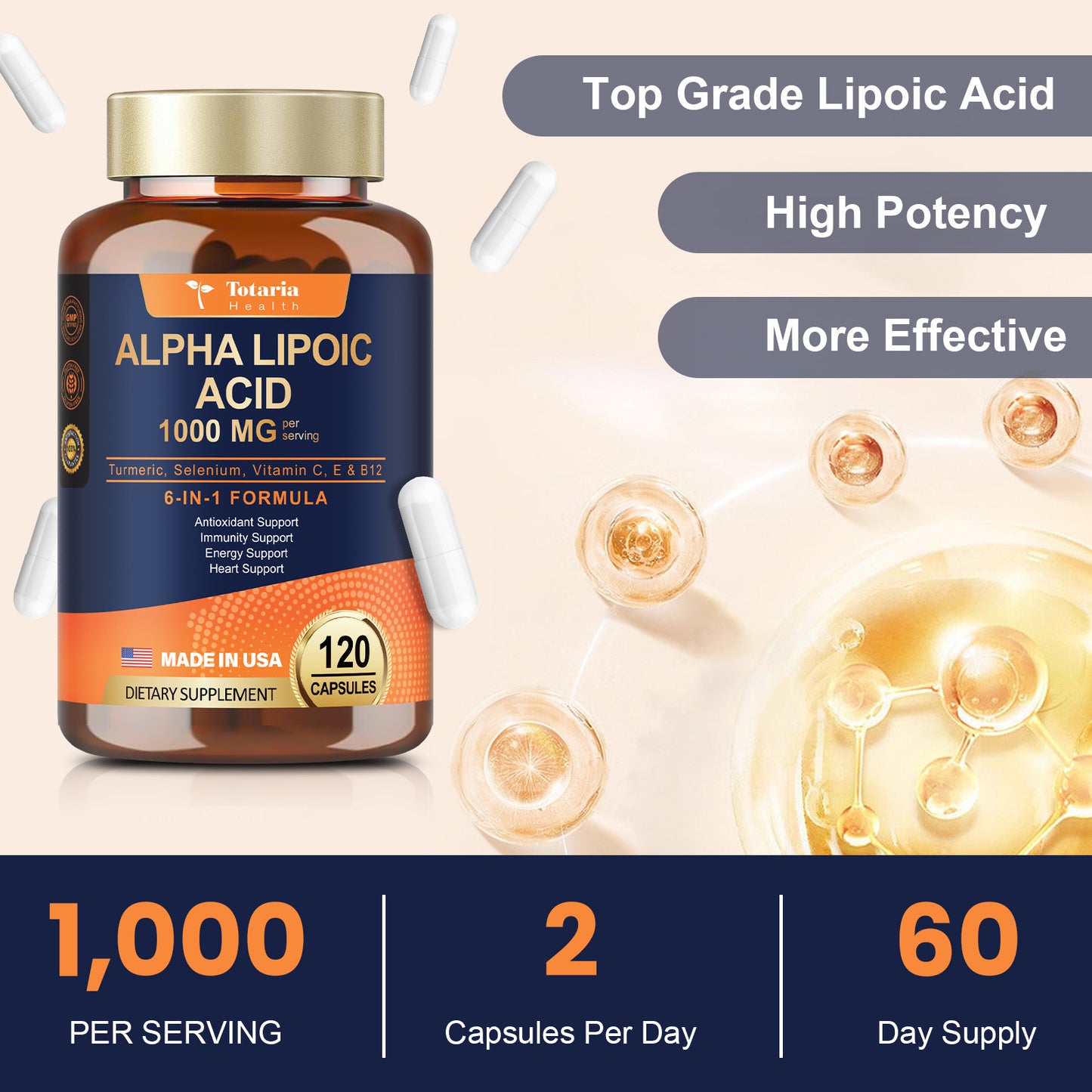 Alpha Lipoic Acid 1000mg (ALA) – Antioxidant & Nerve Support