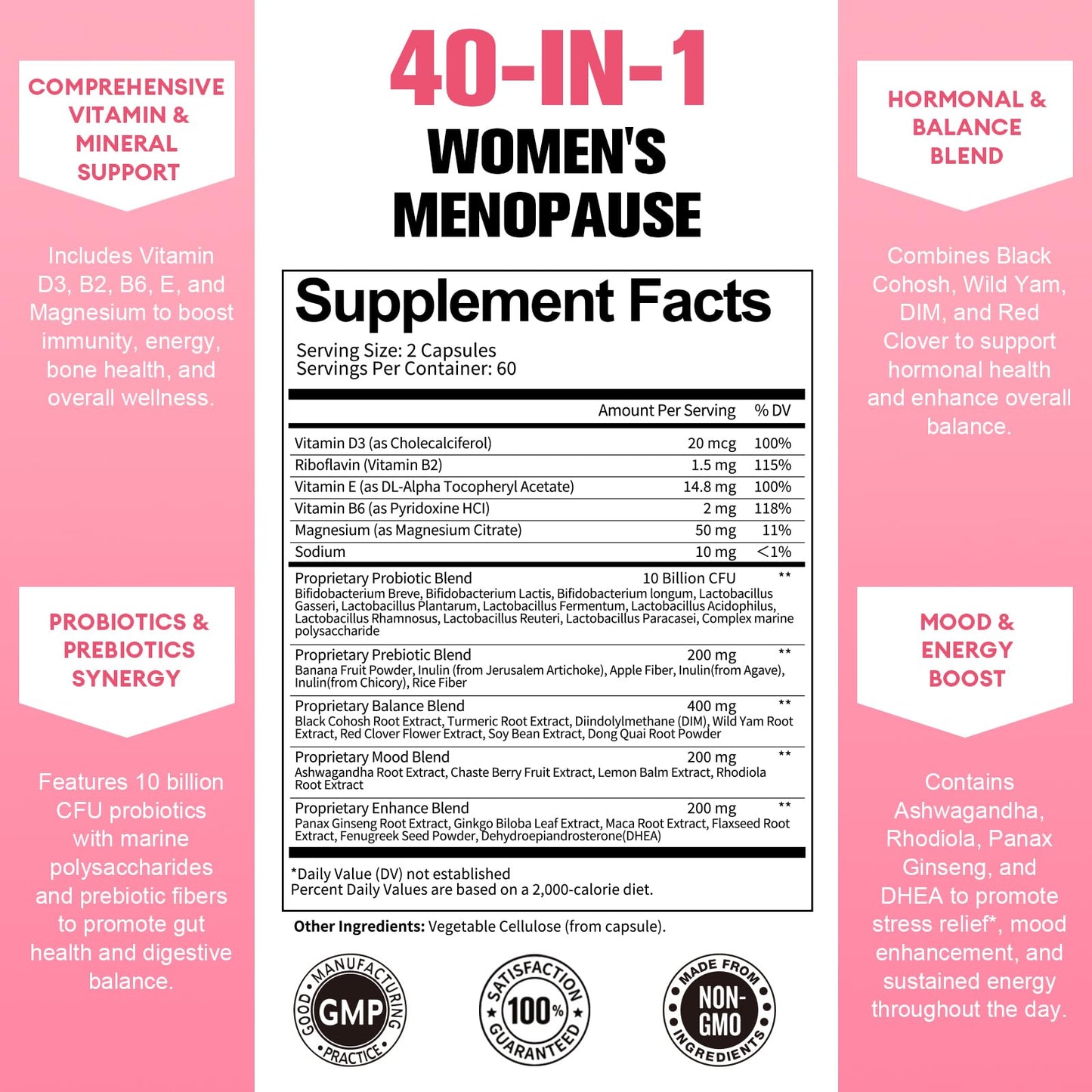 40-in-1 Menopause Support with Black Cohosh, DIM & Vitex
