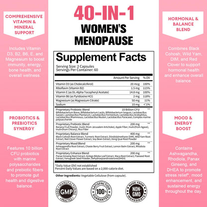 40-in-1 Menopause Support with Black Cohosh, DIM & Vitex