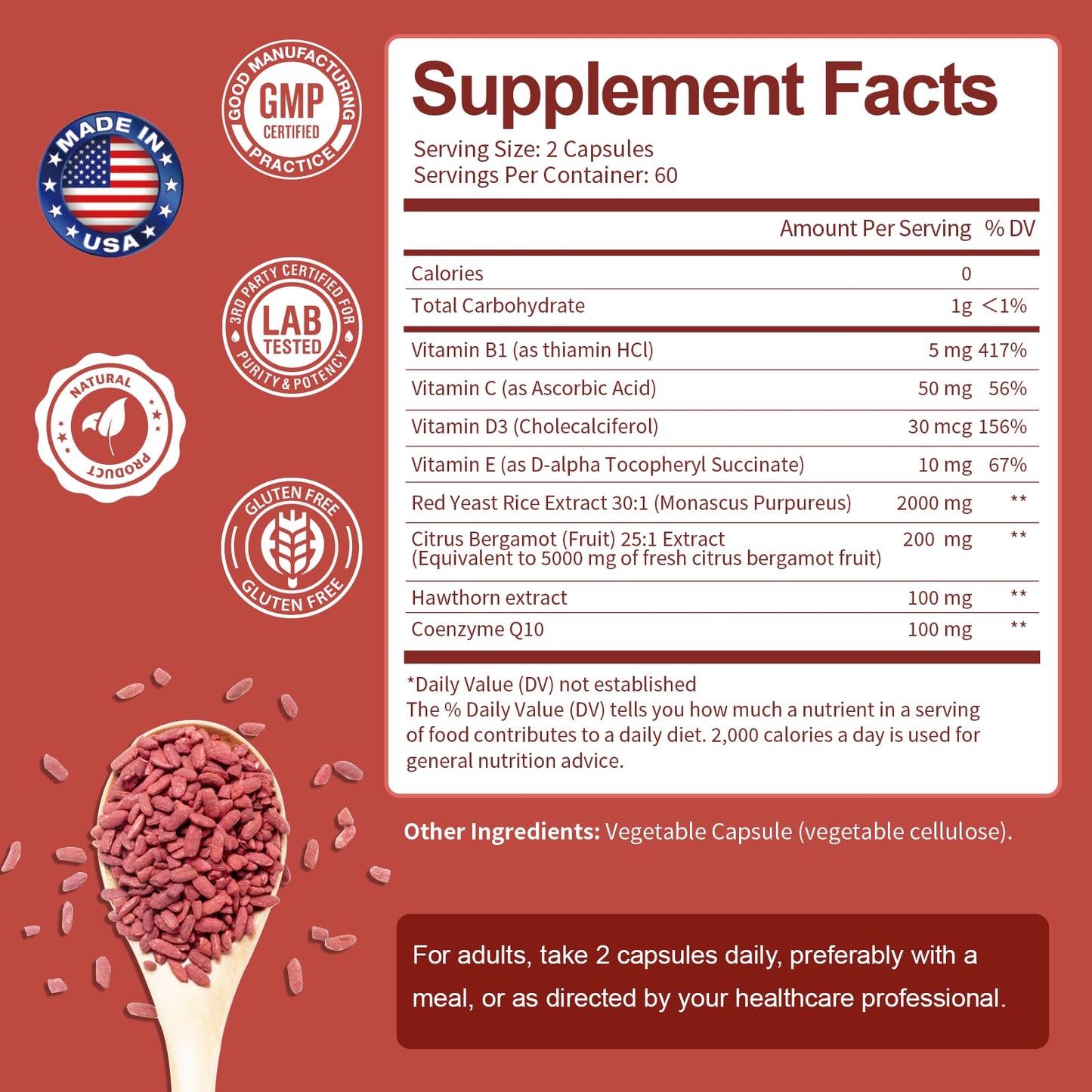 Red Yeast Rice 2000mg with CoQ10 & Citrus Bergamot