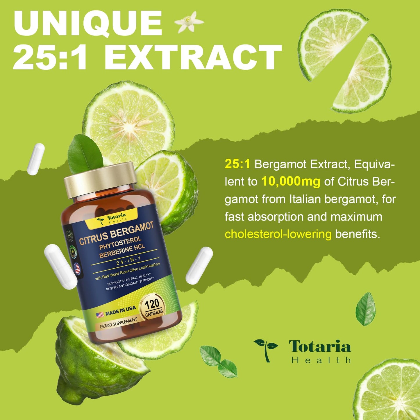 Organic Citrus Bergamot 1566mg 25:1 for Healthy Cholesterol