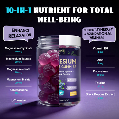 Magnesium Glycinate Gummies 400mg with Ashwagandha (Blueberry)